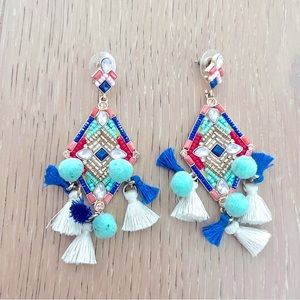Anthropologie Multicolor Beaded Tassel Earrings